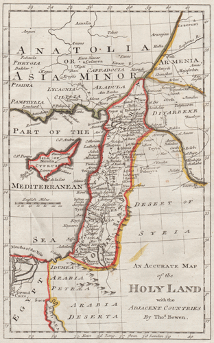 An Accurate Map of the Holy Land with the Adjacent Countries by Thomas Bowen 1790